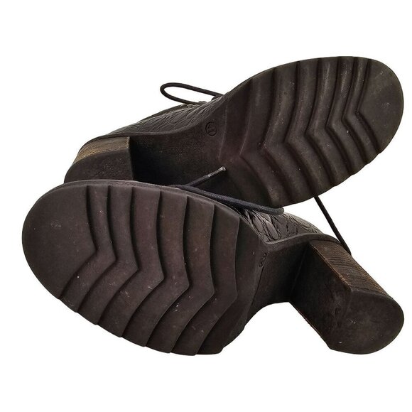 Diesel Leather Hiker Tekny Bootie Black Faux Croc Block Heel Womens Shoe Size 8 - Picture 8 of 10